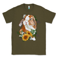 Army Green Bunny With Sunflowers Classic Tee - RanaPortraitStore