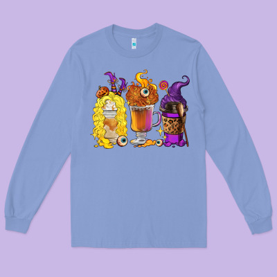 Long Sleeve Tee Halloween hocus pocus coffee cups