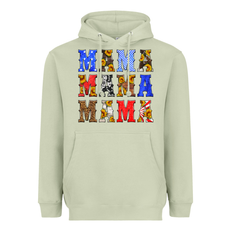 Mama American Flag 4th Of July Heavyweight Hoodie by HRA Design Shop | Teevron