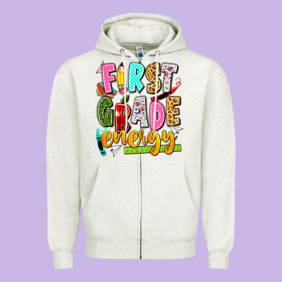 First Grade Energy Zipper Hoodie Designed By Texasbilliewilder