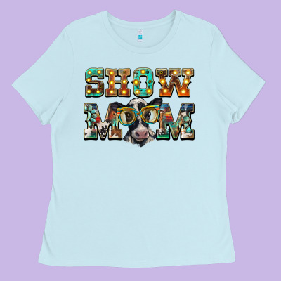 Show Mom Baby Cow Ladies Tee Designed By Barkaloodesign