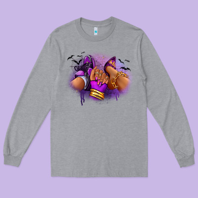 Long Sleeve Tee Halloween sneaker and heel afro woman