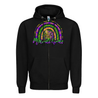 Black mardi gras rainbow and fleur de lis Zipper Hoodie - RanaPortraitStore