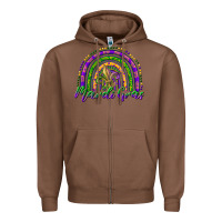 Chestnut mardi gras rainbow and fleur de lis Zipper Hoodie - RanaPortraitStore
