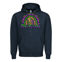 Navy mardi gras rainbow and fleur de lis Zipper Hoodie - RanaPortraitStore