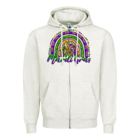Oatmeal Heather mardi gras rainbow and fleur de lis Zipper Hoodie - RanaPortraitStore