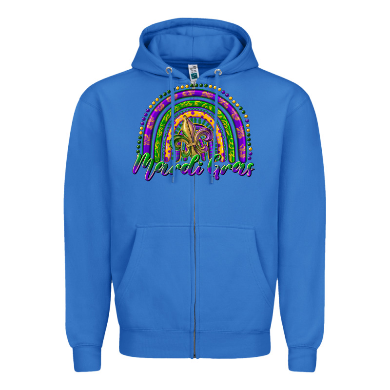Mardi Gras Rainbow And Fleur De Lis Zipper Hoodie by RanaPortraitStore | Teevron