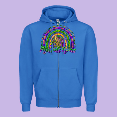 Mardi Gras Rainbow And Fleur De Lis Zipper Hoodie Designed By Ranaportraitstore