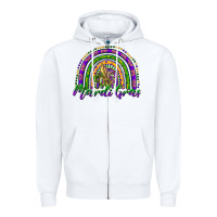 White mardi gras rainbow and fleur de lis Zipper Hoodie - RanaPortraitStore