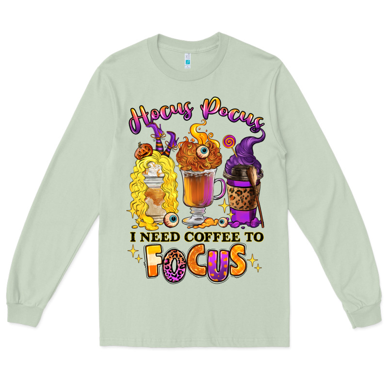 Hocus Pocus I Need Coffee To Focus Long Sleeve Tee by RanaPortraitStore | Teevron