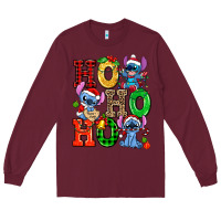 Burgundy ho ho ho stitch Long Sleeve Tee - AdoDesignShop