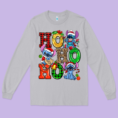 Ho Ho Ho Stitch Long Sleeve Tee Designed By Adodesignshop