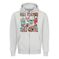 Dove Grey half teacher half coffee Zipper Hoodie - texasbilliewilder