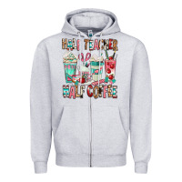 Heather Grey half teacher half coffee Zipper Hoodie - texasbilliewilder