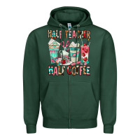 Sports Green half teacher half coffee Zipper Hoodie - texasbilliewilder