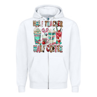 White half teacher half coffee Zipper Hoodie - texasbilliewilder