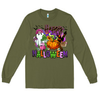 Army Green Happy Halloween Long Sleeve Tee - RanaPortraitStore