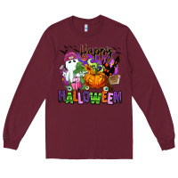 Burgundy Happy Halloween Long Sleeve Tee - RanaPortraitStore