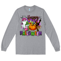 Heather Grey Happy Halloween Long Sleeve Tee - RanaPortraitStore