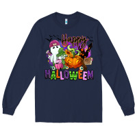 Navy Happy Halloween Long Sleeve Tee - RanaPortraitStore