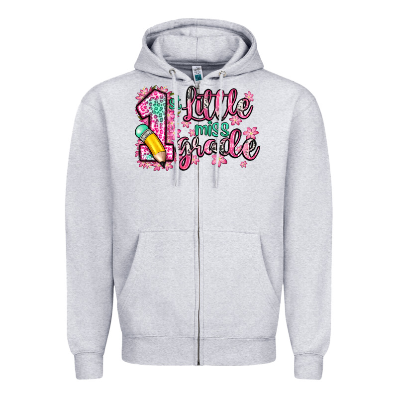 Little Miss 1st Grade Zipper Hoodie by Zillion Design Studio | Teevron