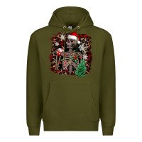 Army Green Skeleton with coffee cup Christmas Premium Hoodie - NancyCooperArtShop