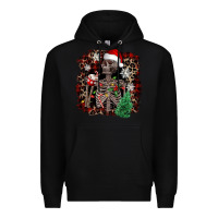 Black Skeleton with coffee cup Christmas Premium Hoodie - NancyCooperArtShop