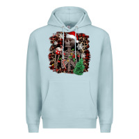 Blue Mist Skeleton with coffee cup Christmas Premium Hoodie - NancyCooperArtShop