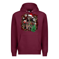 Burgundy Skeleton with coffee cup Christmas Premium Hoodie - NancyCooperArtShop
