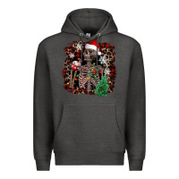 Charcoal Heather Skeleton with coffee cup Christmas Premium Hoodie - NancyCooperArtShop