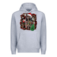 Heather Grey Skeleton with coffee cup Christmas Premium Hoodie - NancyCooperArtShop
