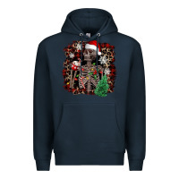 Navy Skeleton with coffee cup Christmas Premium Hoodie - NancyCooperArtShop