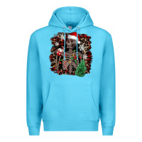 Ocean Blue Skeleton with coffee cup Christmas Premium Hoodie - NancyCooperArtShop