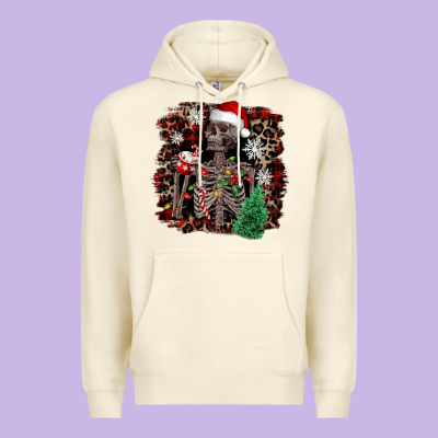 Skeleton With Coffee Cup Christmas Premium Hoodie Designed By Nancycooperartshop