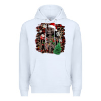 White Skeleton with coffee cup Christmas Premium Hoodie - NancyCooperArtShop