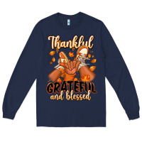 Navy Thankful grateful and Blessed black boy sneakers Long Sleeve Tee - RanaPortraitStore