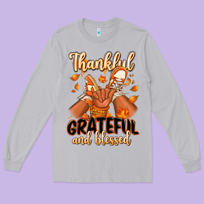 Long Sleeve Tee Thankful grateful and Blessed black baby girl