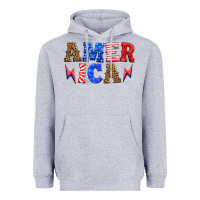 Heather Grey america thunderbolt Heavyweight Hoodie - HRA Design Shop