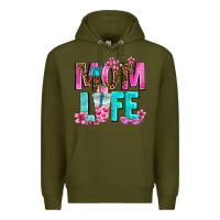 Army Green mom life Premium Hoodie - AdoDesignShop