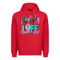 Red mom life Premium Hoodie - AdoDesignShop