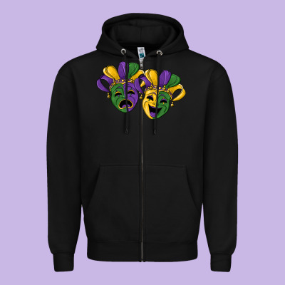Mardi Gras Mask Zipper Hoodie Designed By Ranaportraitstore