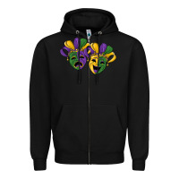 Black mardi gras mask Zipper Hoodie - RanaPortraitStore