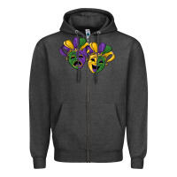 Charcoal Heather mardi gras mask Zipper Hoodie - RanaPortraitStore