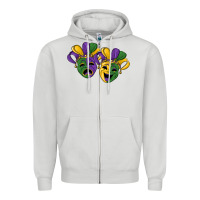 Dove Grey mardi gras mask Zipper Hoodie - RanaPortraitStore
