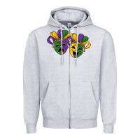 Heather Grey mardi gras mask Zipper Hoodie - RanaPortraitStore