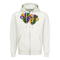 Oatmeal Heather mardi gras mask Zipper Hoodie - RanaPortraitStore