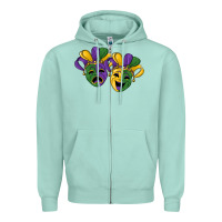 Seafoam mardi gras mask Zipper Hoodie - RanaPortraitStore