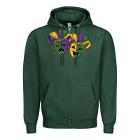 Sports Green mardi gras mask Zipper Hoodie - RanaPortraitStore