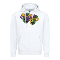 White mardi gras mask Zipper Hoodie - RanaPortraitStore
