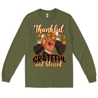 Army Green Thankful grateful and Blessed black man sneakers Long Sleeve Tee - RanaPortraitStore